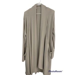 Athleta Pranayama Long Wrap Sweater Front Duster Cardigan M/P Abolene Grey Modal
